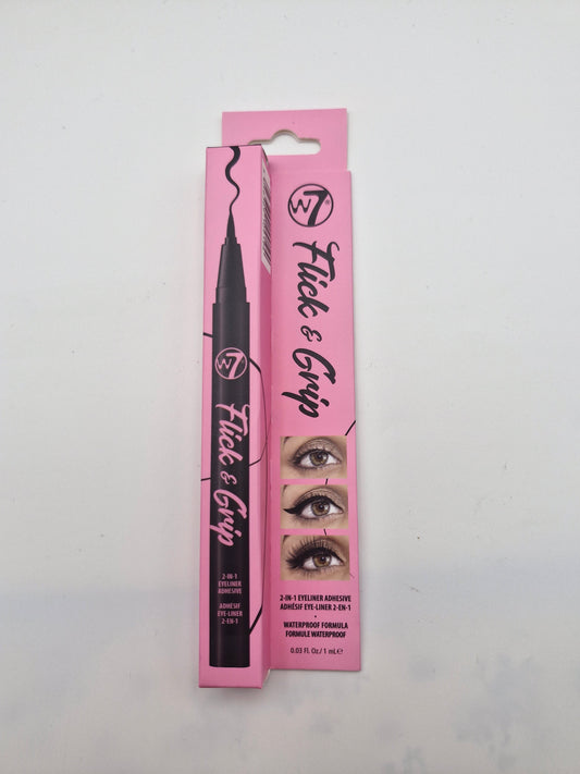 W7 FLICK & GRIP 2 IN 1 ADHESIVE EYELINER