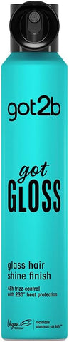 got2b gotGLOSS hair spray finish for glossy and glass-like hair, frizz control and heat protection for sleek hair 200ml