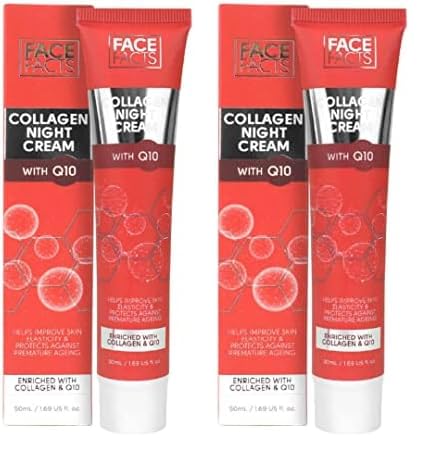 Face Facts Collagen Q10 Night Cream, Ubiquinone (Q10), Vitamin E and Collagen; Improves skin elasticity and protects skin against premature ageing 50ml