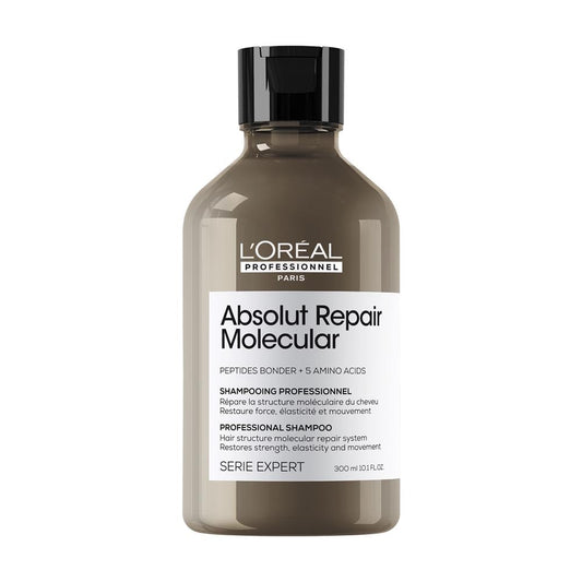 L’Oréal Professionnel Absolut Repair Molecular Sulphate Free Shampoo, For Extremely Damaged Hair, Molecular Peptides Bond Repair, Restore Strength & Elasticity