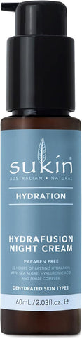 Sukin Hydration Hydrafusion Night Cream for Dehydrated Skin, Hydrate with Sea Algae, hyaluronic Acid, Maize Complex, Vegan safe Cream, Carbon Neutral, 99% Natural Oils, 60ml