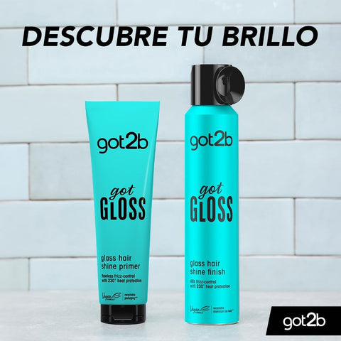 got2b gotGLOSS hair spray finish for glossy and glass-like hair, frizz control and heat protection for sleek hair 200ml