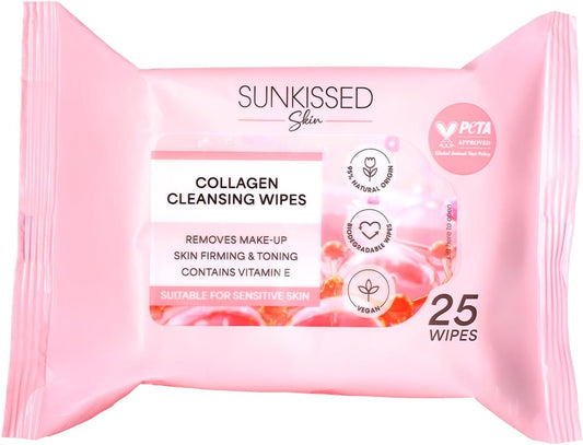 Sunkissed Skin Collagen Cleansing Wipes 25 Pack