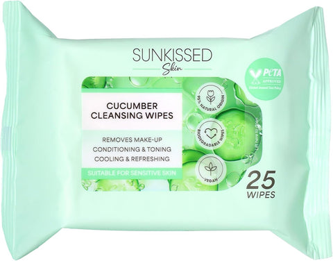 Sunkissed Skin Cucumber Cleansing Wipes 25 Pack