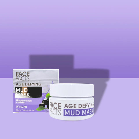 Face Facts Age Defying Mud Mask | Cleanses + Brightens | Acai Berry | 50ml