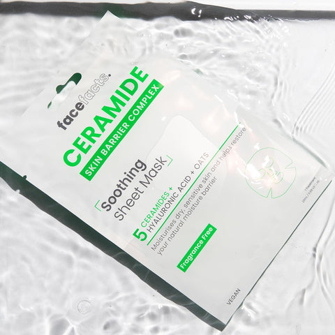 Ceramide Soothe & Protect Gift Set | Soothing Sheet Mask, Moisturising Gel Cream 50ml, Replenishing Eye Cream 15ml & Repairing Serum 30ml 5 Ceramides, Hyaluronic Acid and Oats