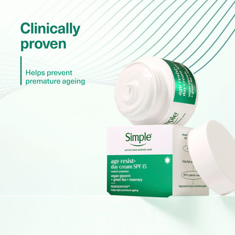 Simple Regeneration Age Resisting Face Cream SPF 15 with 3% Glycerin, Green Tea and Mushroom Extract Anti-Ageing Moisturiser 50 ml