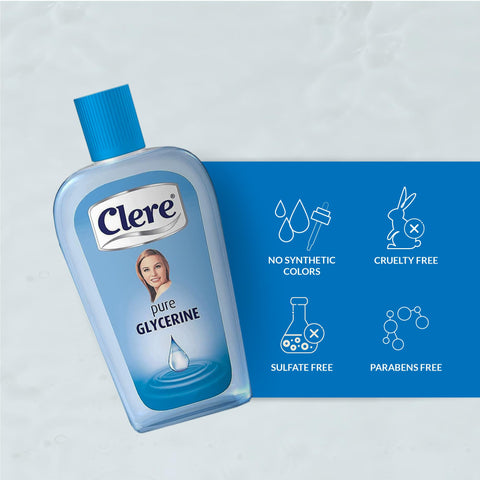 CLERE 100% Pure Glycerin Liquid for Versatile Body Skin Care, Glycerine for Face Moisturizes Dry Skin & Softens, Glycerol Reduces Stretch Marks 200 ml (Pack of 1) Sourced by Bronx International Ltd