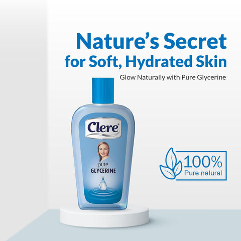 CLERE 100% Pure Glycerin Liquid for Versatile Body Skin Care, Glycerine for Face Moisturizes Dry Skin & Softens, Glycerol Reduces Stretch Marks 200 ml (Pack of 1) Sourced by Bronx International Ltd