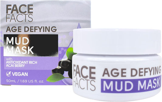 Face Facts Age Defying Mud Mask | Cleanses + Brightens | Acai Berry | 50ml