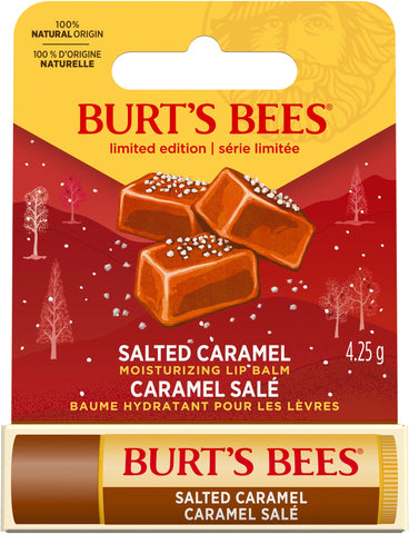 Burt's Bees Moisturising Lip Balm, Salted Caramel Flavour, With Beeswax and Vitamin E, Limited Edition Christmas Flavour, 4.25g