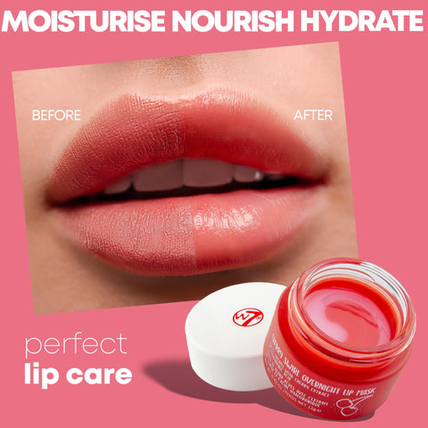 W7 Super Sweet Dreams Overnight Strawberry Lip Mask - Vitamin E, Aloe Vera and Grape Seed Oil - For Hydrated, Full Looking & Irresistible Lips - 12ml