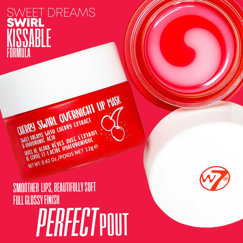 W7 Super Sweet Dreams Overnight Strawberry Lip Mask - Vitamin E, Aloe Vera and Grape Seed Oil - For Hydrated, Full Looking & Irresistible Lips - 12ml