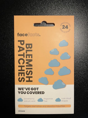 Face Facts Blemish Patches, 24 Applications, Vegan, Salicylic Acid, Fragrance-Free, Cloud Shaped
