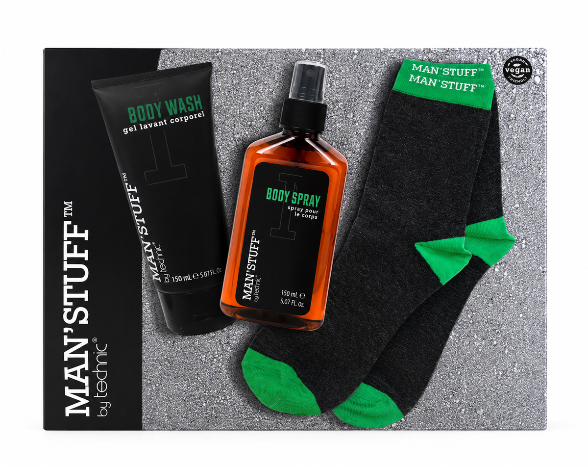 Man Stuff Socks Gift Set - Body Wash & Spray