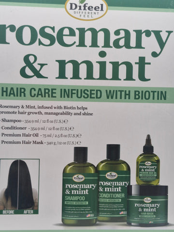 Difeel Rosemary And Mint Hair Care Set Infused With Biotin