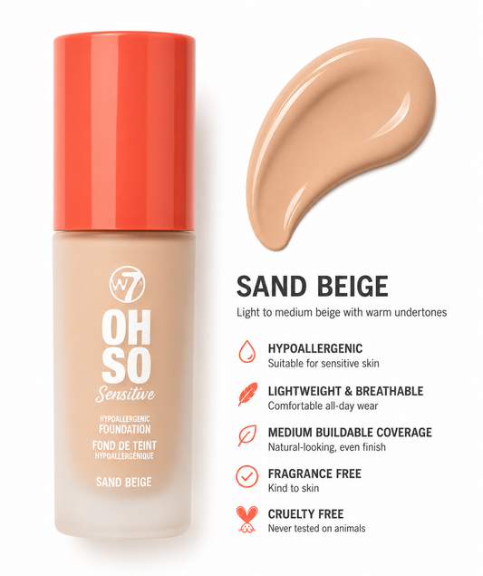 W7 Oh So Sensitive Foundation - Sand Beige