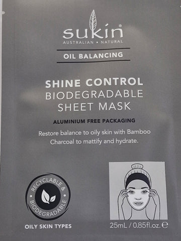 Sukin Oil Balancing Shine Control Sheet Mask Sachet x2