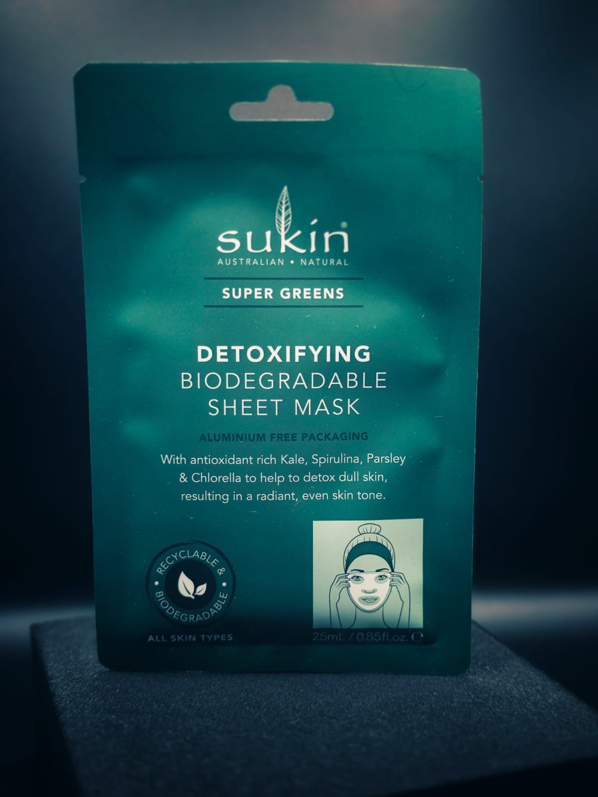 Sukin Super Greens Detoxifying Sheet Mask Sachet x2