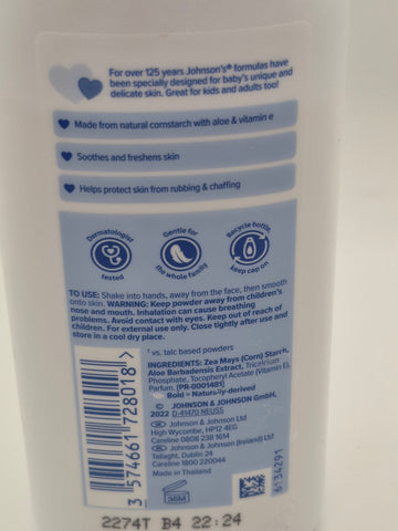 Johnson & Johnson Baby Protective Cornstarch Powder with Aloe Extract, 9 oz