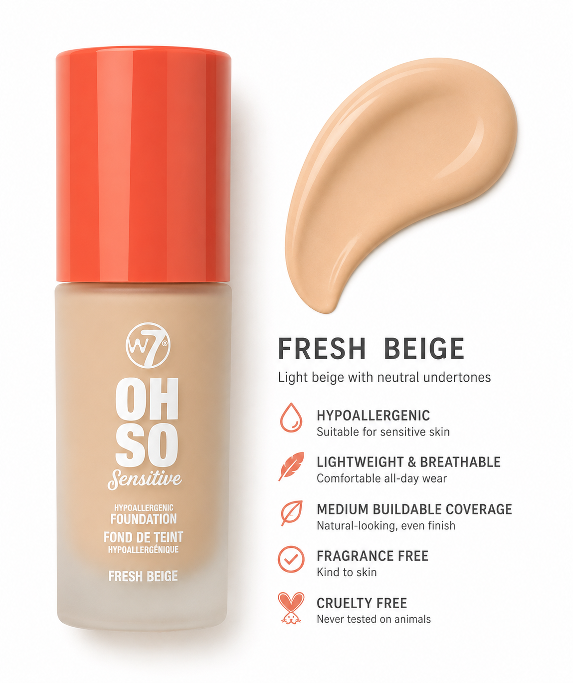 W7 Oh So Sensitive Foundation - Fresh Beige