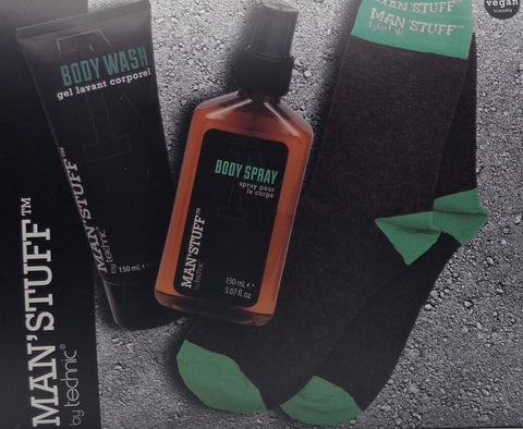 Man Stuff Socks Gift Set - Body Wash & Spray