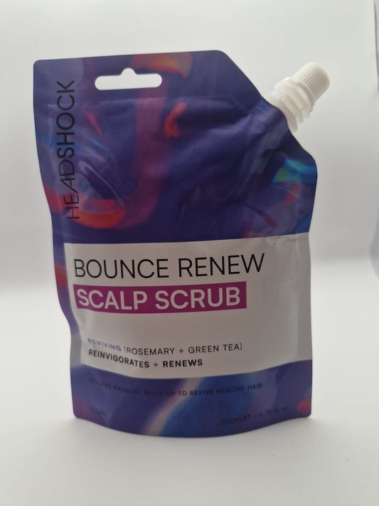 Headshock Bounce Renew Reviving Scalp Scrub | Rosemary + Green Tea | Resealable Pouch | 200ml