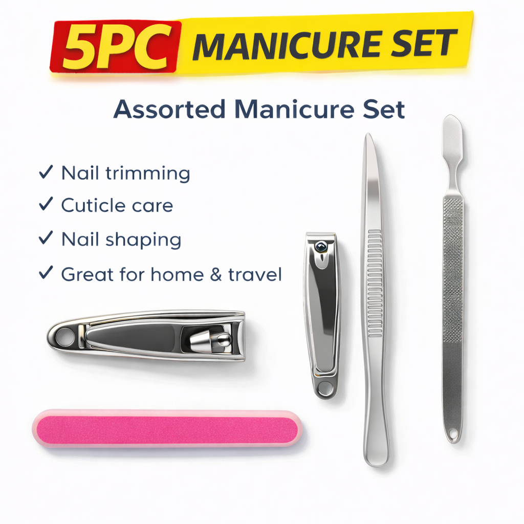 Manicure Set 6 Piece Nail Clippers Tweezers File Tool Kit