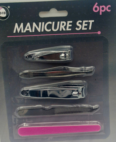 Manicure Set 6 Piece Nail Clippers Tweezers File Tool Kit