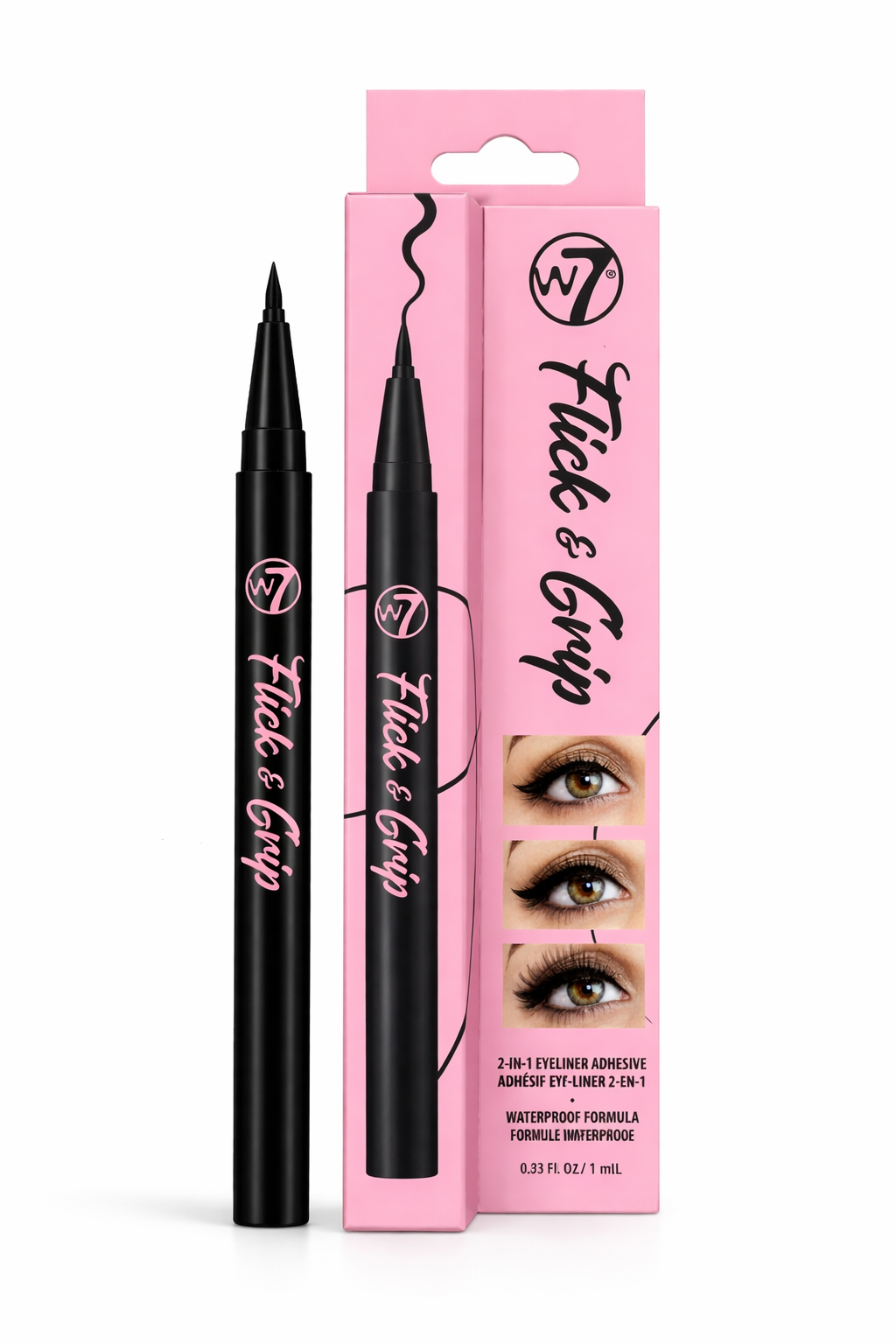 W7 FLICK & GRIP 2 IN 1 ADHESIVE EYELINER