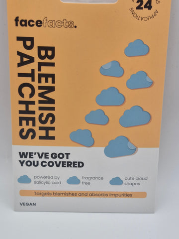 Face Facts Blemish Patches, 24 Applications, Vegan, Salicylic Acid, Fragrance-Free, Cloud Shaped