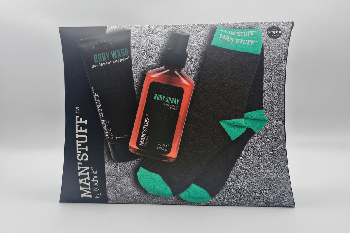 Man Stuff Socks Gift Set - Body Wash & Spray